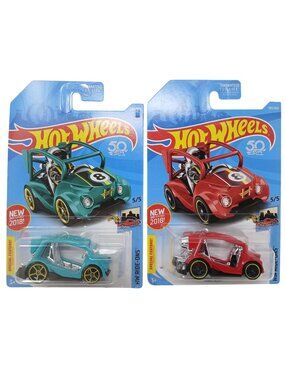 2 Hot Wheels HW Ride-Ons Kick Kart Red & Blue Die-Cast 2018 50Th Anniv New #D-21
